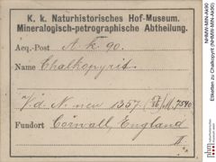 Etiketten zu Chalkopyrit (NHMW-MIN-Ak90)